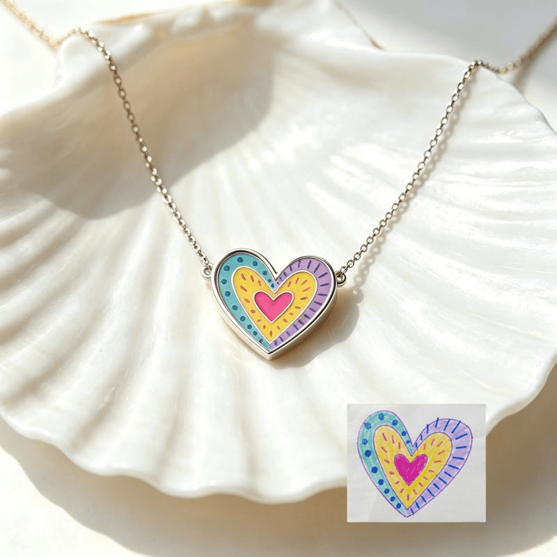 Custom Painted Pattern Pendant Necklace — 304 Stainless Steel